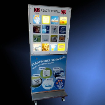 Reaktionsspiel - "Reactionwall" mit 16 beleuchtete Motivbuzzer 