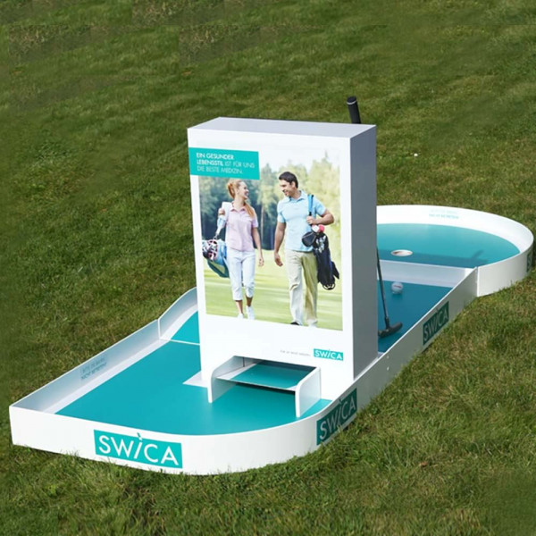 Minigolfbahn mit großer Werbefläche für Ihren Eventmittelpunkt