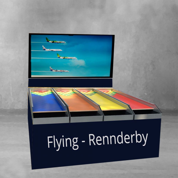 Geschwindigkeits-Flugrennen von 2-4 Flugzeugen digital über Bildschirmanimation