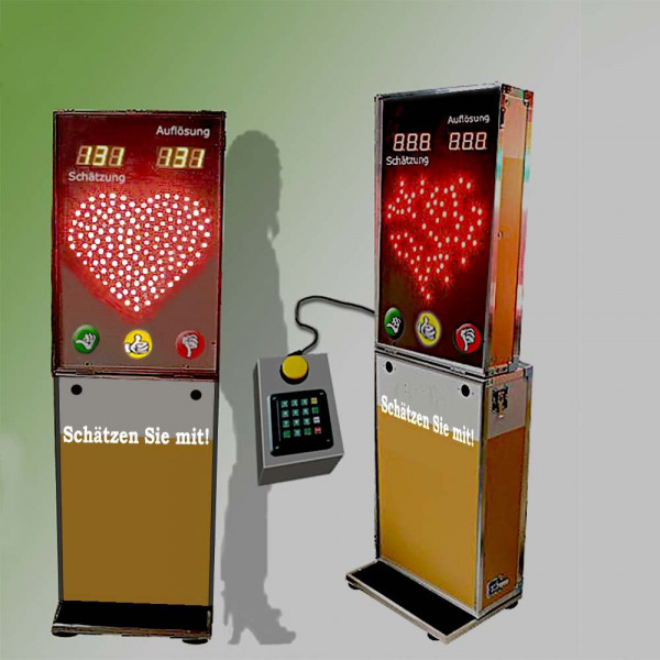 Schätz-Lichtspiel mit Sofortgewinn-Anzeige im Klappkoffer