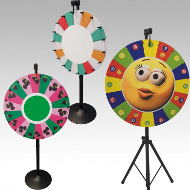 Mechanische Glücksräder auf Dreibeingestell 90 cm Durchmesser